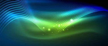 Soyut dalga koyu, parlak hareket üzerinde parlayan