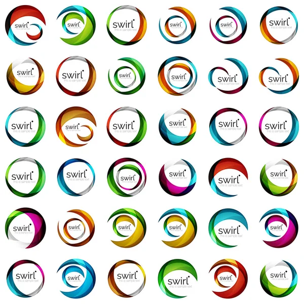 Mega verzameling van swirl cirkels abstract vector iconen. Cirkel, helix, rotatie, spiraal beweging concepten. Vector — Stockvector