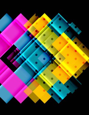 Renkli üçgenler ve oklar koyu arka plan üzerinde