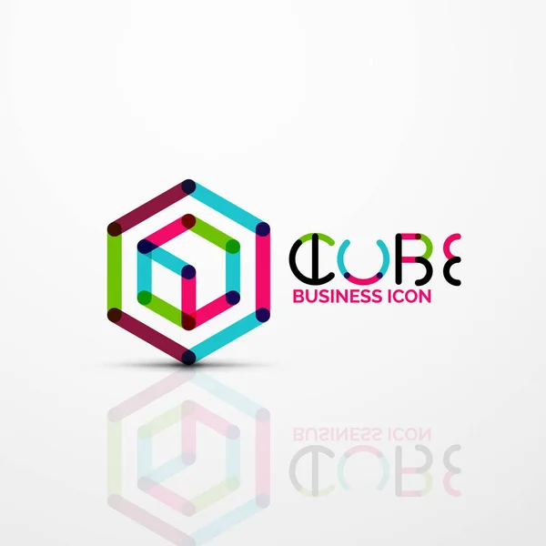 Cubo idea concepto logo, línea — Vector de stock