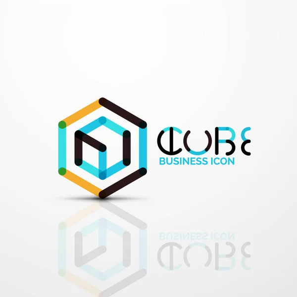 Cubo idea concepto logo, línea — Archivo Imágenes Vectoriales