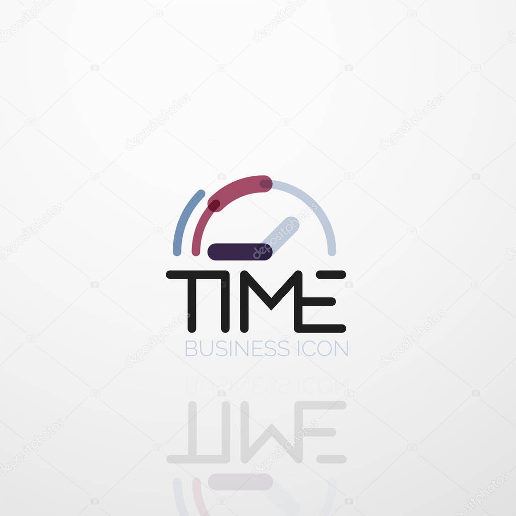 Vector abstract logo idea, time concept or clock business icon. Creative logotype design template