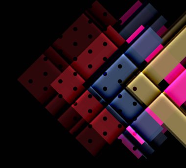 Renkli üçgenler ve oklar koyu arka plan üzerinde