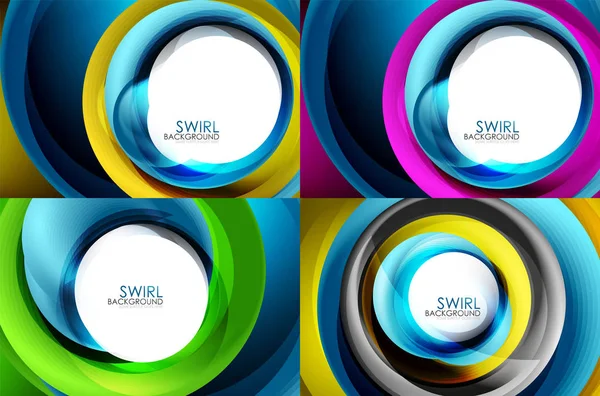 Set spiraal swirl lijn achtergronden — Stockvector