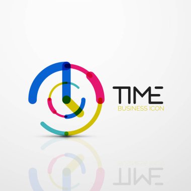 Vektör soyut logo fikri, zaman kavramı veya saat iş simgesi
