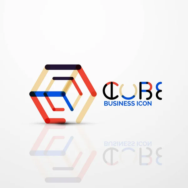 Cubo idea concepto logo, línea — Vector de stock