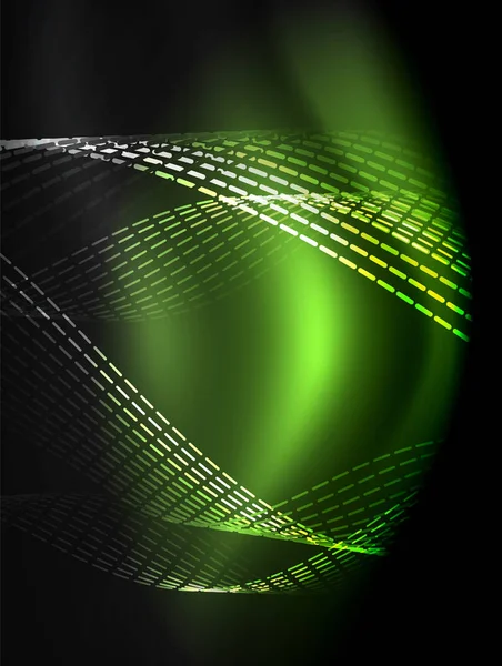 Zarif neon akan şeritler, ışık efektleri ile yumuşak dalgalar — Stok Vektör