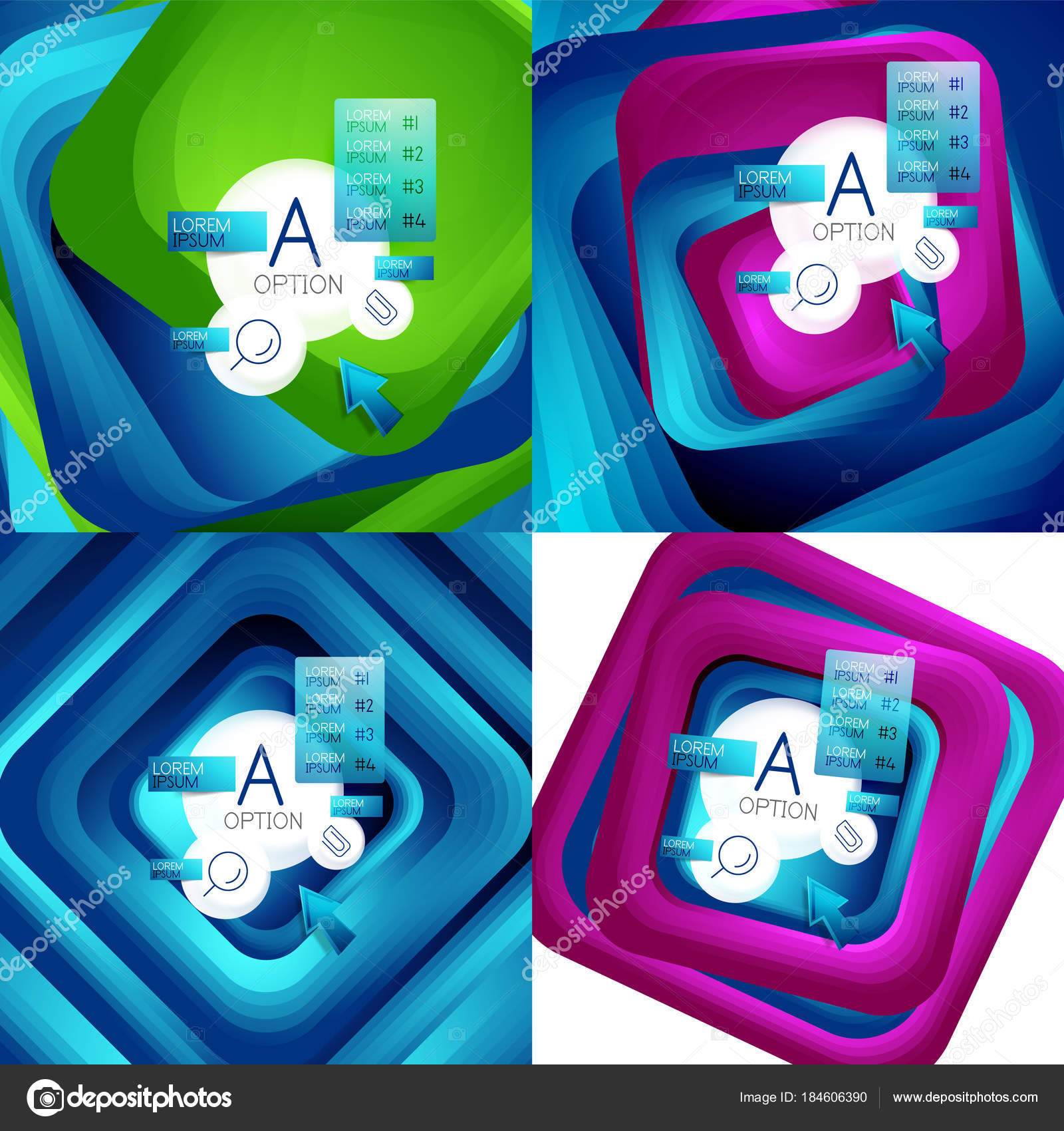 Set Di Rotazione Ricciolo Sfondi Quadrati Rettangoli Di