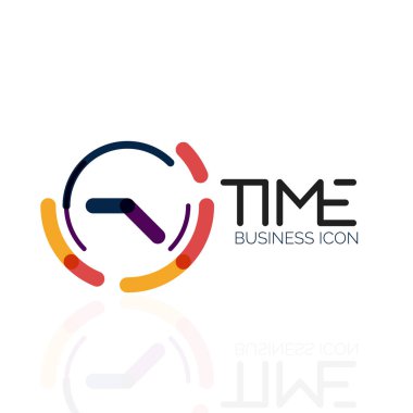 Vektör soyut logo fikri, zaman kavramı veya saat iş simgesi. Yaratıcı logo tasarım şablonu