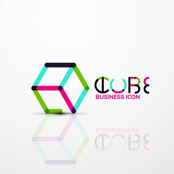 Kubus idee concept logo, lijn — Stockvector