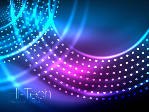 Magiska neon cirkel formen abstrakt bakgrund, glänsande ljuseffekt mall för web banner, business eller teknik presentation bakgrund eller element, vektorillustration — Stock vektor