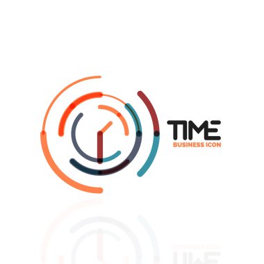 Vektör soyut logo fikri, zaman kavramı veya saat iş simgesi. Yaratıcı logo tasarım şablonu