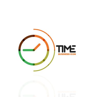 Vektör soyut logo fikri, zaman kavramı veya saat iş simgesi. Yaratıcı logo tasarım şablonu