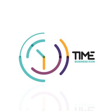 Vektör soyut logo fikri, zaman kavramı veya saat iş simgesi. Yaratıcı logo tasarım şablonu