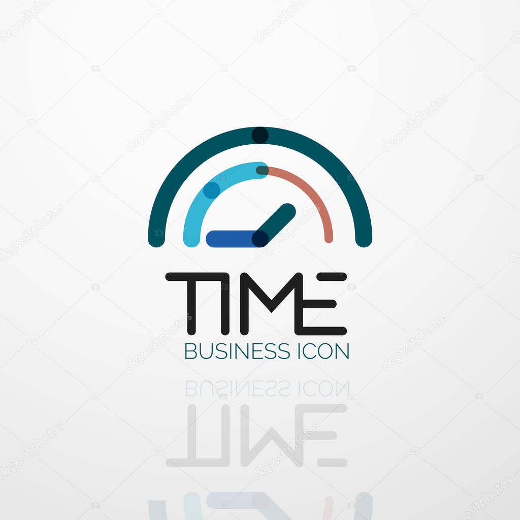 Vector abstract logo idea, time concept or clock business icon. Creative logotype design template