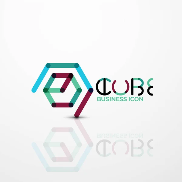 Cubo idea concepto logo, línea — Archivo Imágenes Vectoriales