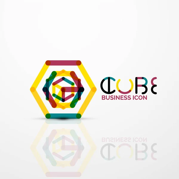 Cubo idea concepto logo, línea — Archivo Imágenes Vectoriales