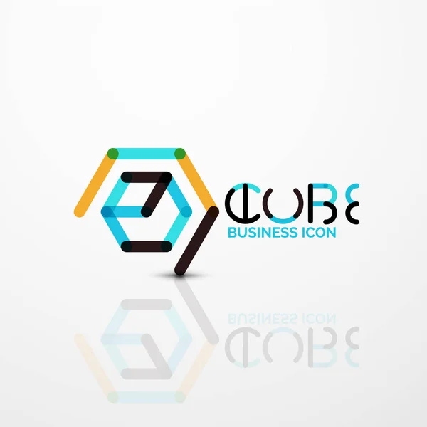 Cubo idea concepto logo, línea — Vector de stock