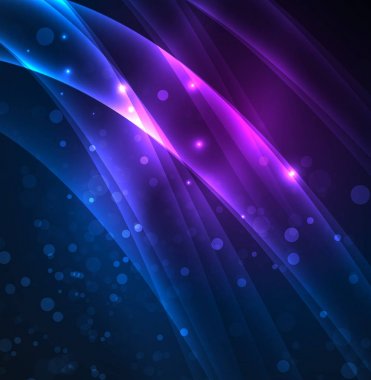 Enerji hatları, karanlıkta parlayan dalgalar vektör arka plan