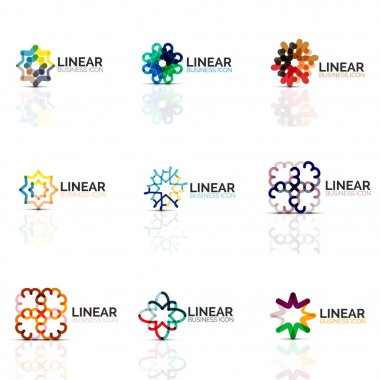 Dizi geometrik minimalist soyut simgeleri, yıldızlar ve çiçekler, iş moda ya da güzellik kavramı