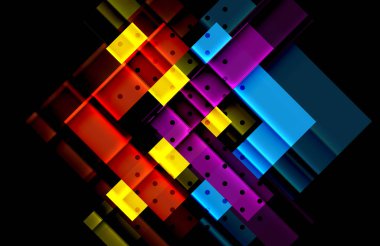 Siyah arka plan üzerinde renkli oklar