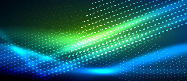 Neon hladké vlny digitální abstraktní pozadí — Stockový vektor