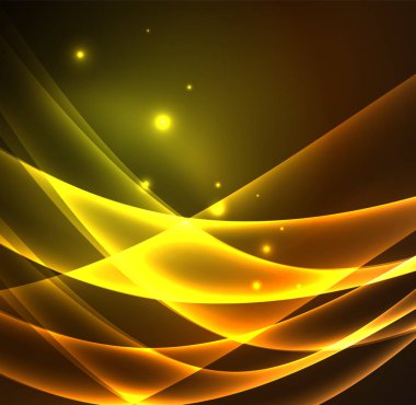 Enerji hatları, karanlıkta parlayan dalgalar vektör arka plan