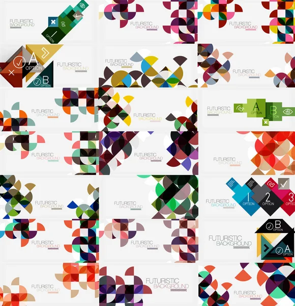 Mega collectie van ronde driehoek en vierkant patroon achtergronden, zakelijke geometrische sjablonen voor presentatie, webbanner of print sjablonen — Stockvector