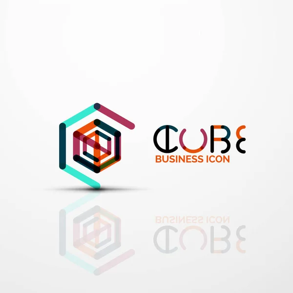 Cubo idea concepto logo, línea — Archivo Imágenes Vectoriales