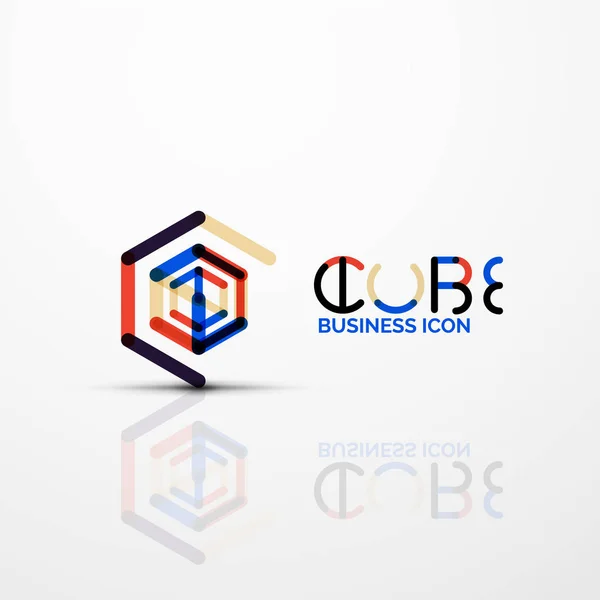 Cubo idea concepto logo, línea — Archivo Imágenes Vectoriales