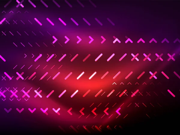黑暗背景下的未来霓虹灯, 数字抽象技术背景 — 图库矢量图片