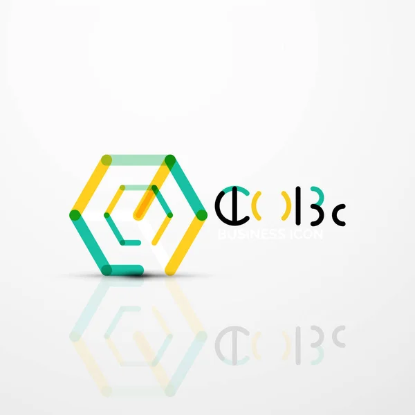 Idée de cube logo concept, ligne — Image vectorielle