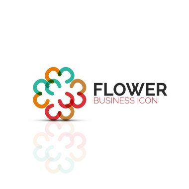 Soyut çiçek ya da yıldız minimalist doğrusal simgesi, ince çizgi geometrik düz simgesi iş simgesi tasarım, düğmesi veya amblem