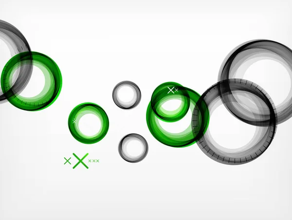 Flygande abstrakt cirklar, vektor geometrisk bakgrund, färg luftbubblor, banner webbmall, business eller teknik presentation bakgrund eller element — Stock vektor