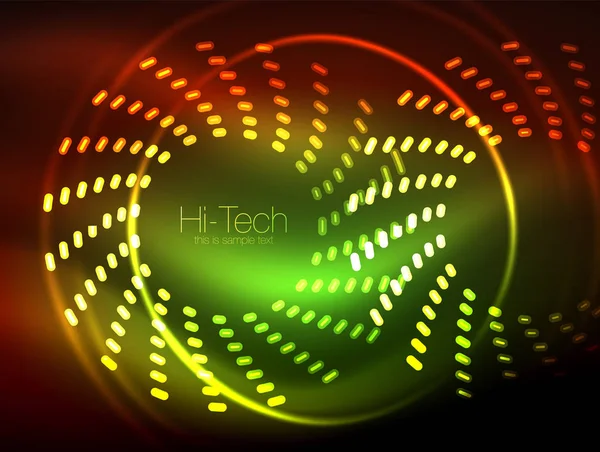 Neon świecące kropki streszczenie tło kształtu, błyszczący koncepcja technologii, magiczne miejsca geometryczne tło — Wektor stockowy