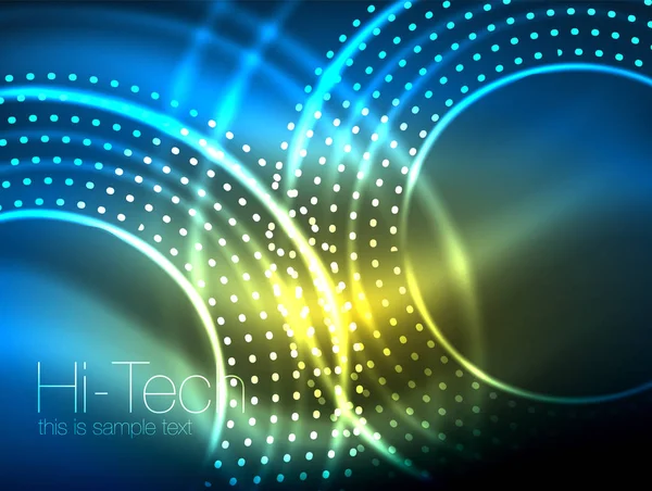 Волшебный неоновый круг формы абстрактный фон, блестящий шаблон свечения для веб-баннера, бизнес или технологии презентации фона или элементов, векторная иллюстрация — стоковый вектор