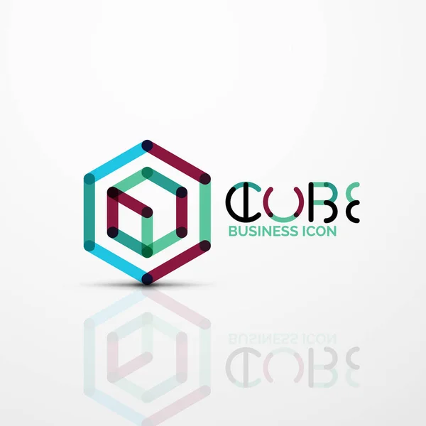 Cube idea concept logo, line — Stock Vector