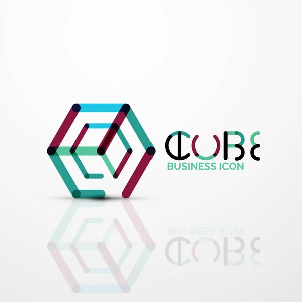 Cubo idea concepto logo, línea — Vector de stock