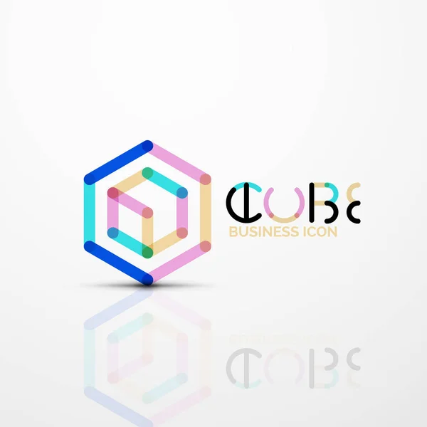 Cubo idea concepto logo, línea — Vector de stock