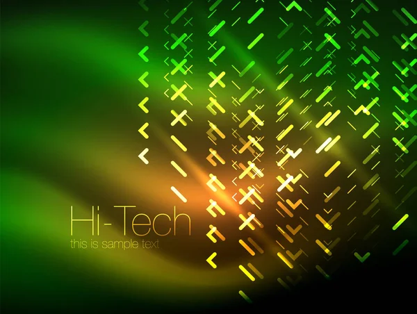 Lumières au néon futuristes sur fond sombre, fonds techno abstraits numériques — Image vectorielle