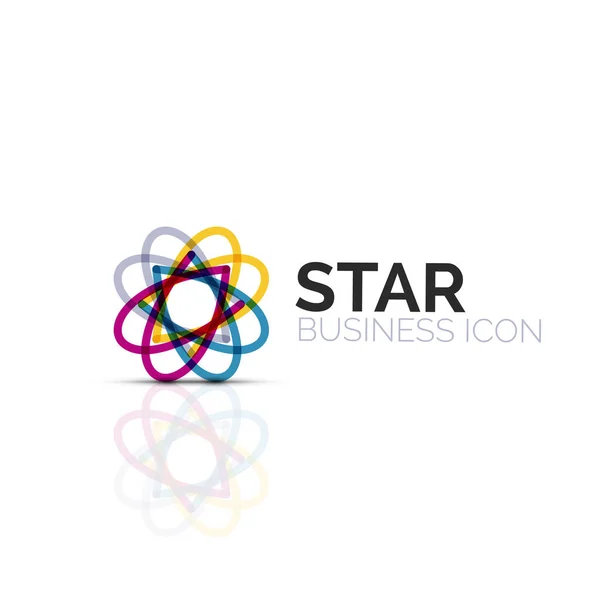 Flor abstracta o icono lineal minimalista estrella, símbolo plano geométrico de línea delgada para el diseño de iconos de negocios, botón abstracto o emblema — Vector de stock
