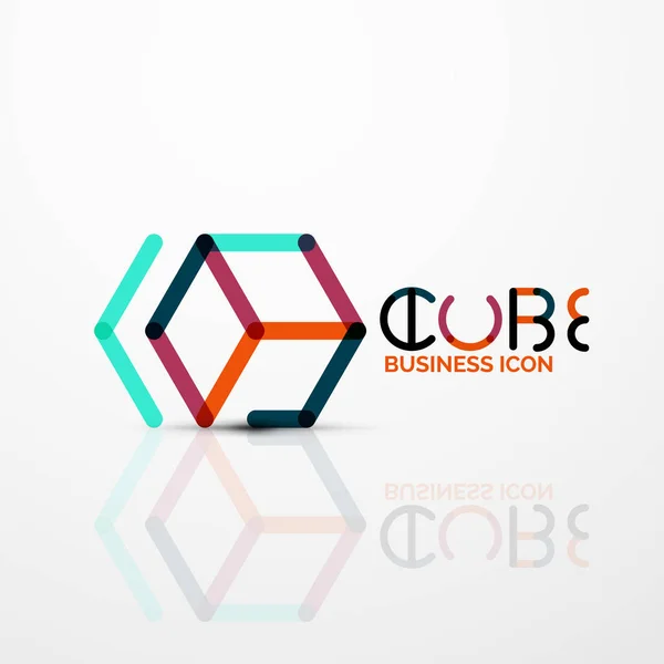 Cubo idea concepto logo, línea — Archivo Imágenes Vectoriales