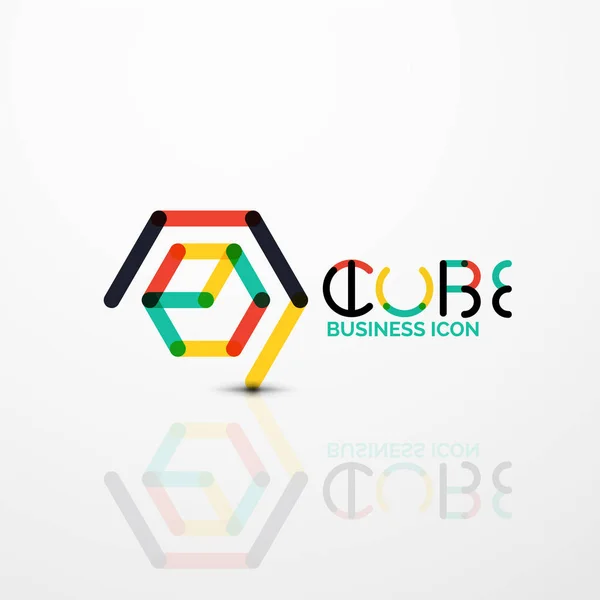 Cubo idea concepto logo, línea — Archivo Imágenes Vectoriales