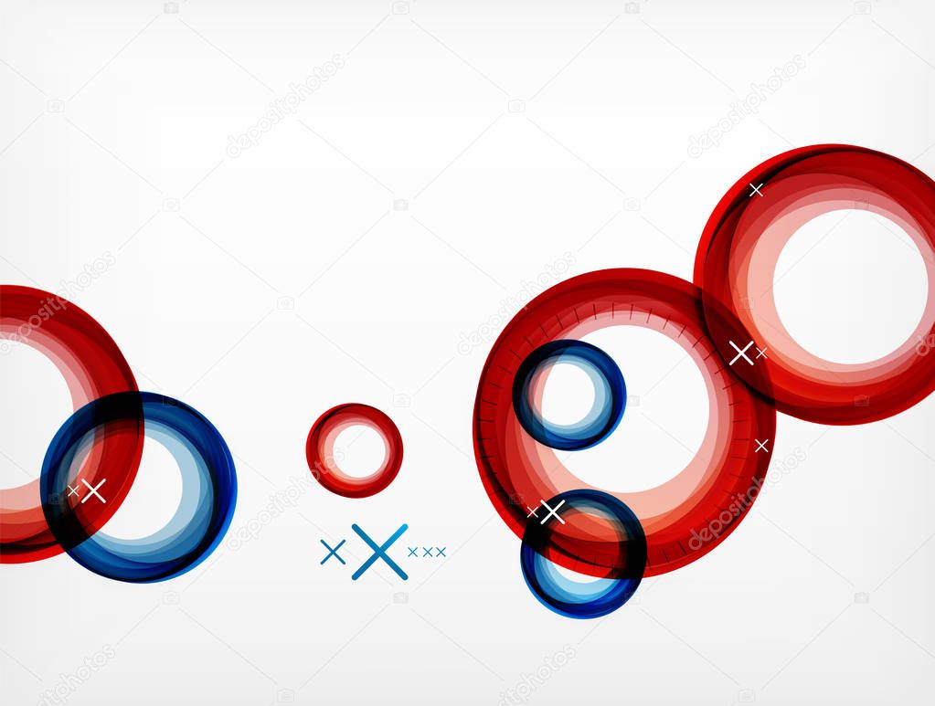 Flying abstract circles, vector geometric background, color air bubbles, web banner template, business or technology presentation background or elements