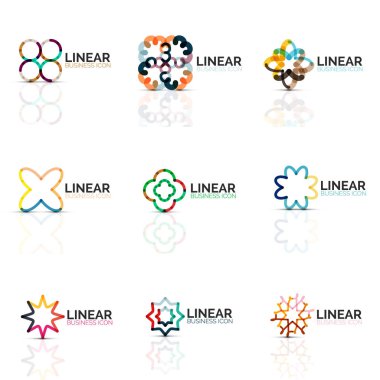 Dizi geometrik minimalist soyut simgeleri, yıldızlar ve çiçekler, iş moda ya da güzellik kavramı