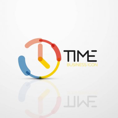Vektör soyut logo fikri, zaman kavramı veya saat iş simgesi