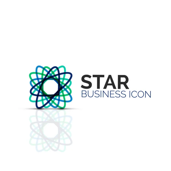 Flor abstracta o icono lineal minimalista estrella, símbolo plano geométrico de línea delgada para el diseño de iconos de negocios, botón abstracto o emblema — Vector de stock