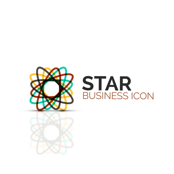 Flor abstracta o icono lineal minimalista estrella, símbolo plano geométrico de línea delgada para el diseño de iconos de negocios, botón abstracto o emblema — Vector de stock