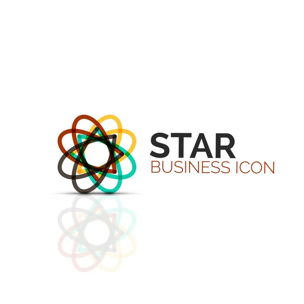 Abstrakt blomma eller stjärna minimalistisk linjär ikon, tunn linje geometriska platt symbol för business ikon design, abstrakt knappen eller emblem — Stock vektor