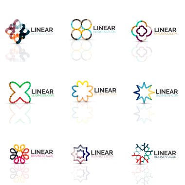 Dizi geometrik minimalist soyut simgeleri, yıldızlar ve çiçekler, iş moda ya da güzellik kavramı